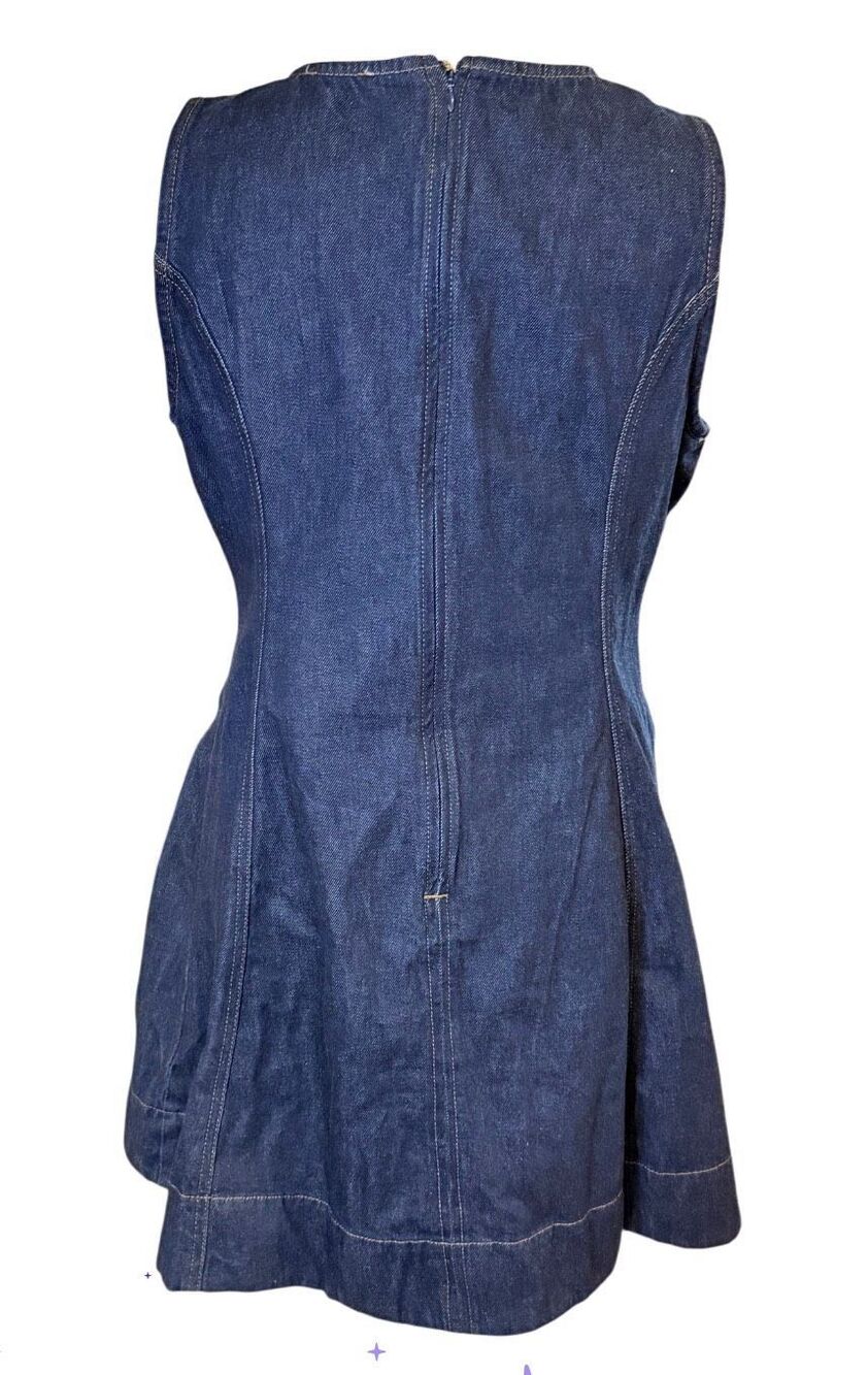 Free Assembly Women’s Crew Neck Denim Dress Jumper Sz. 14 Gold Buttons - Picture 4 of 9